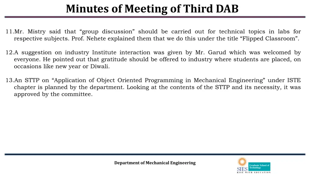 minutes of meeting of third dab 2