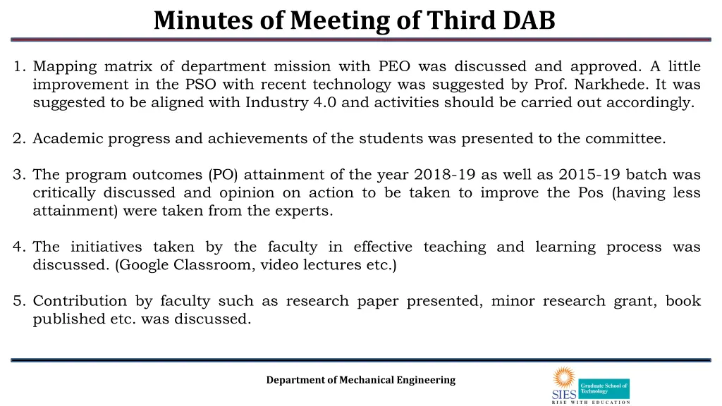 minutes of meeting of third dab