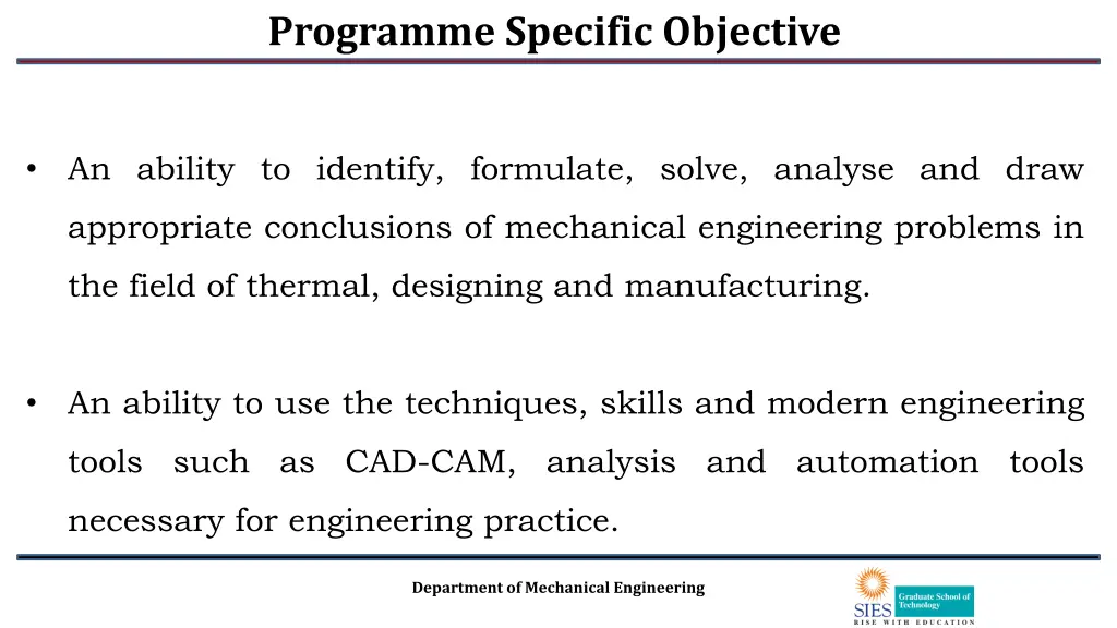 programme specific objective