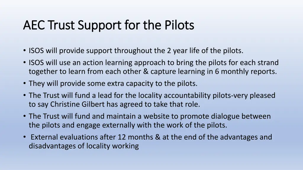 aec trust support for the pilots aec trust