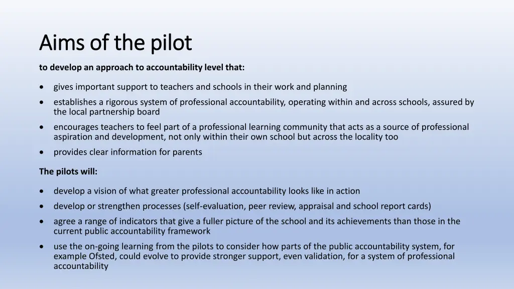 aims of the pilot aims of the pilot