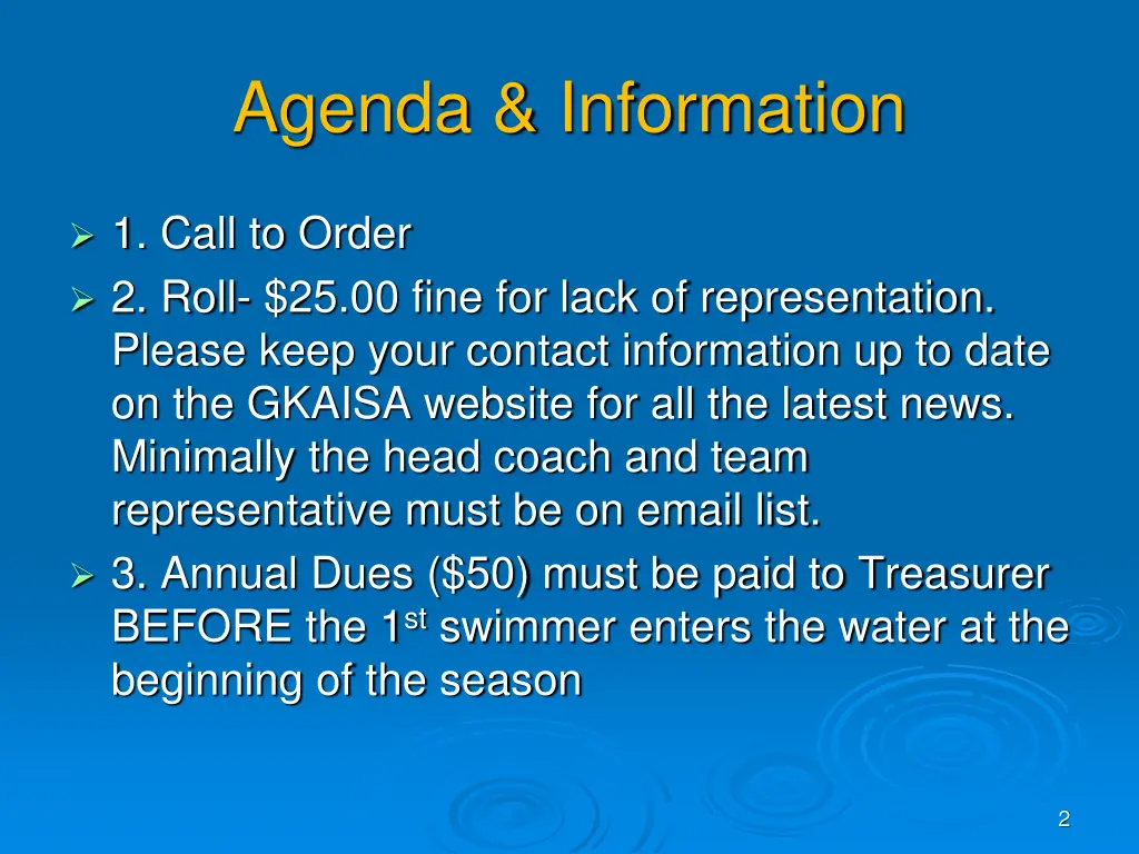 agenda information