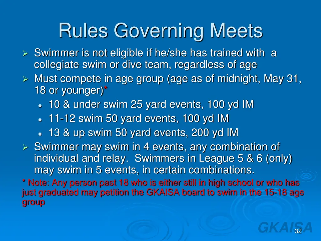 rules governing meets 1