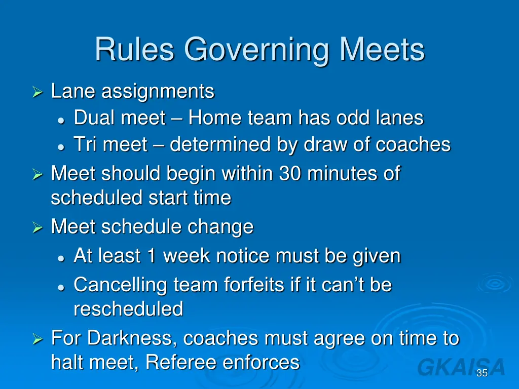 rules governing meets 4