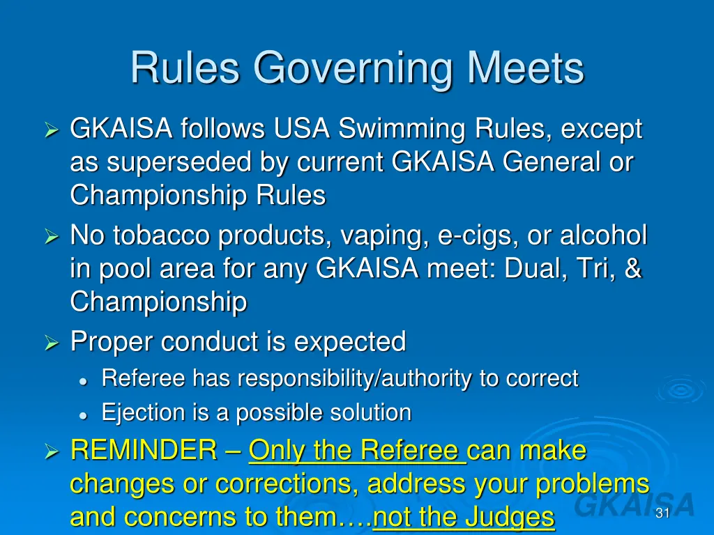 rules governing meets