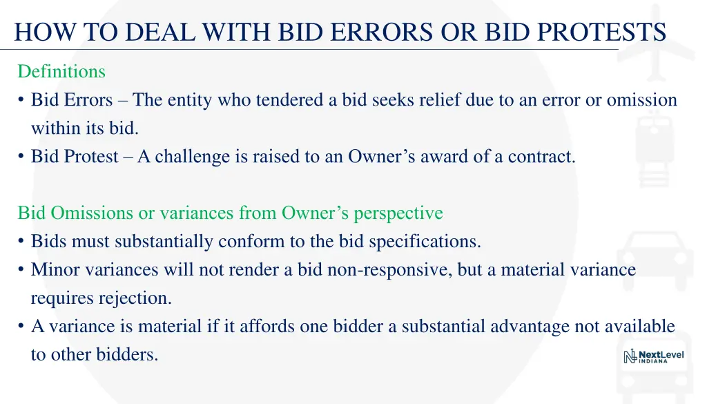 how to deal with bid errors or bid protests