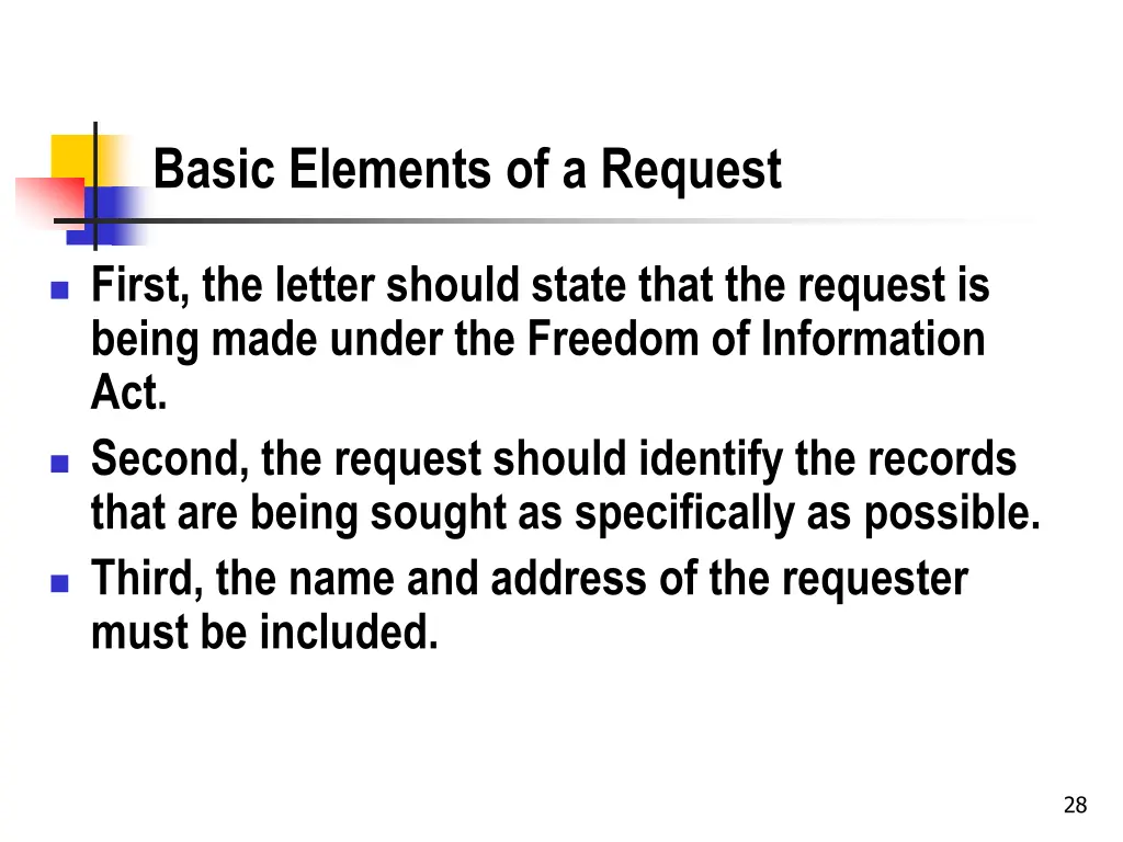 basic elements of a request