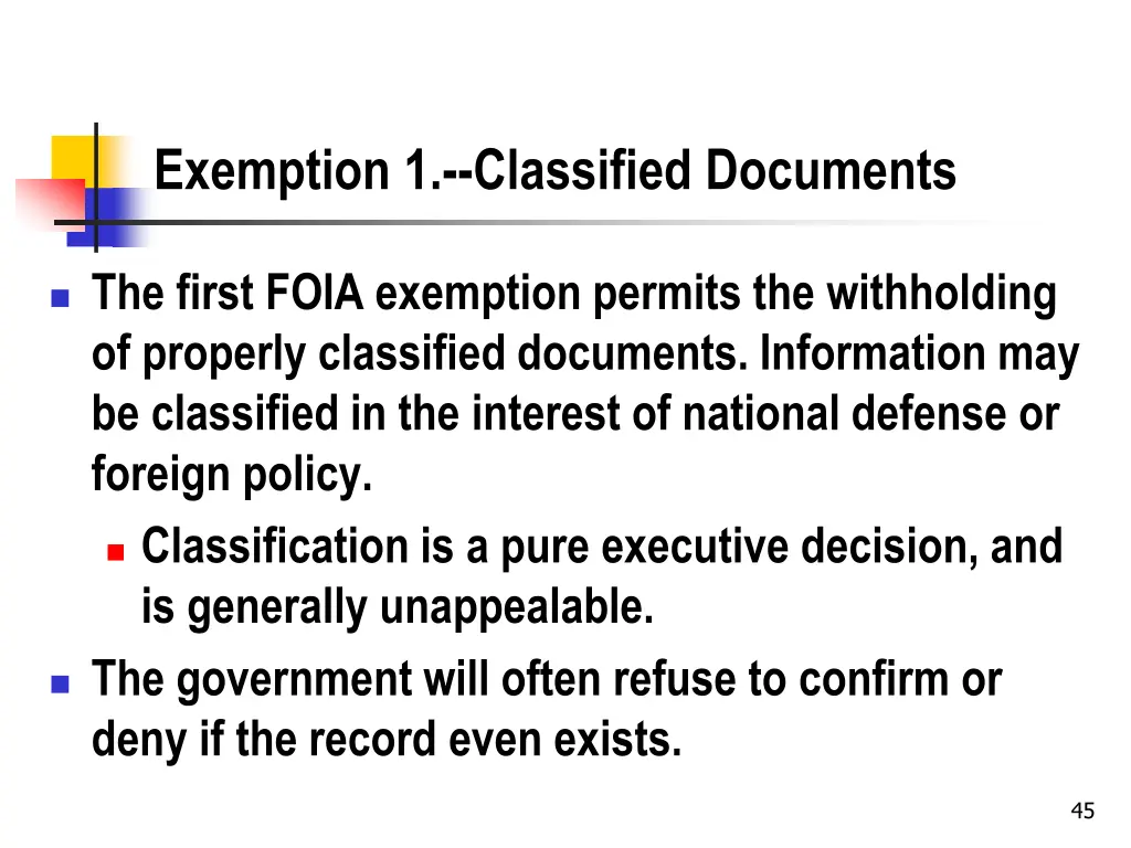 exemption 1 classified documents