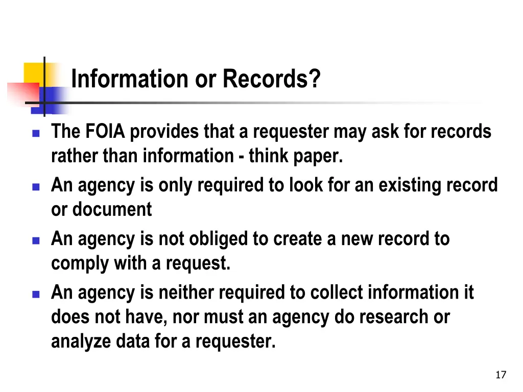 information or records