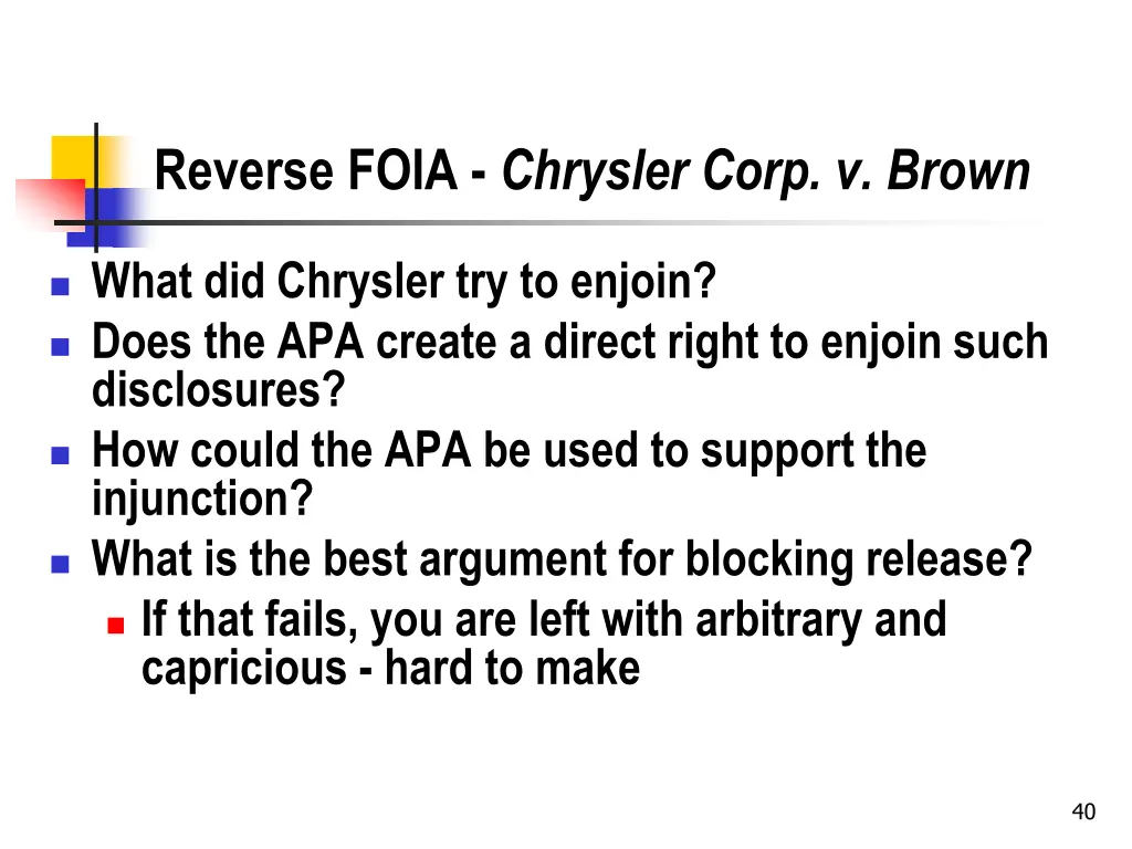 reverse foia chrysler corp v brown