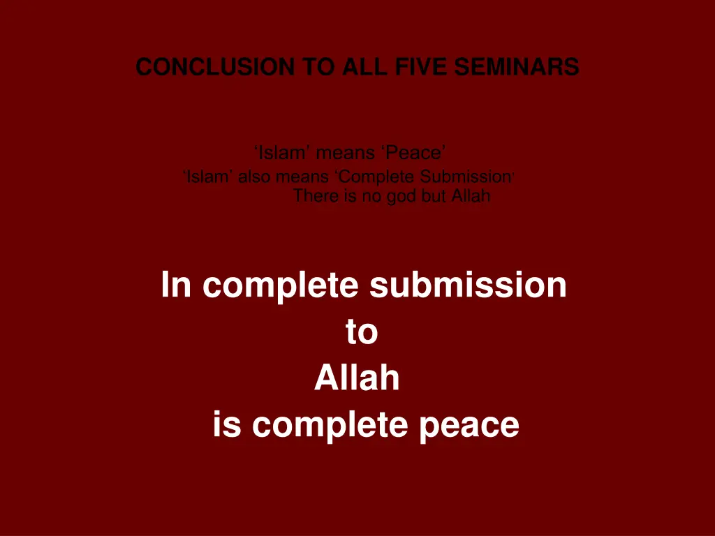 conclusion to all five seminars