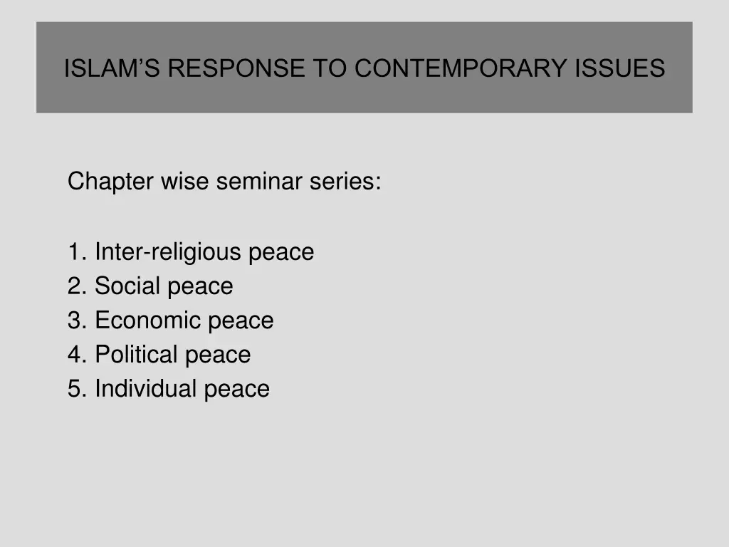 islam s response to contemporary issues 1