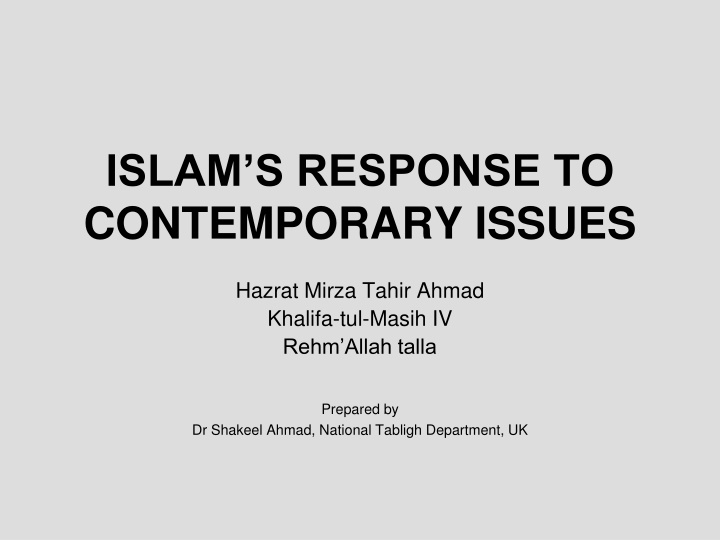 islam s response to contemporary issues