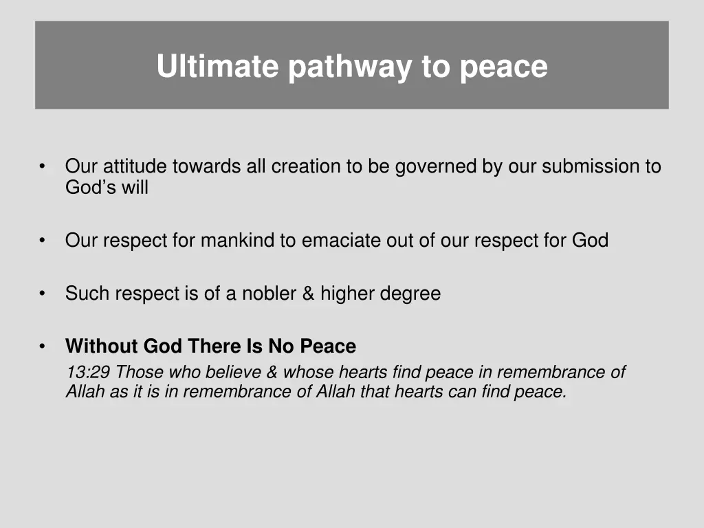 ultimate pathway to peace