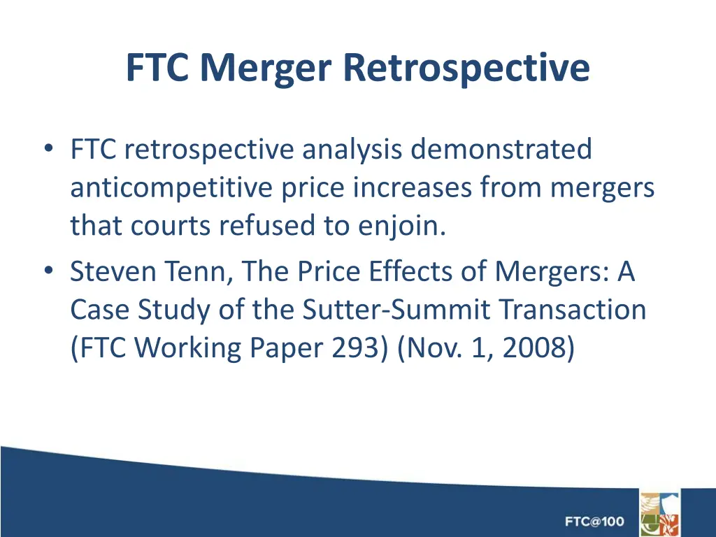 ftc merger retrospective