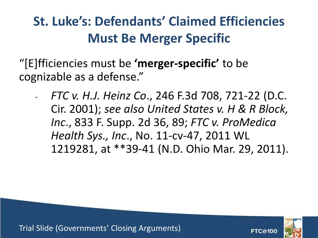 st luke s defendants claimed efficiencies must