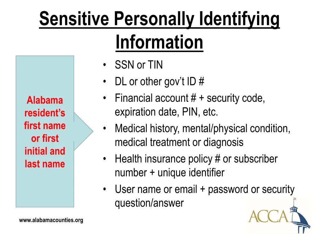 sensitive personally identifying information