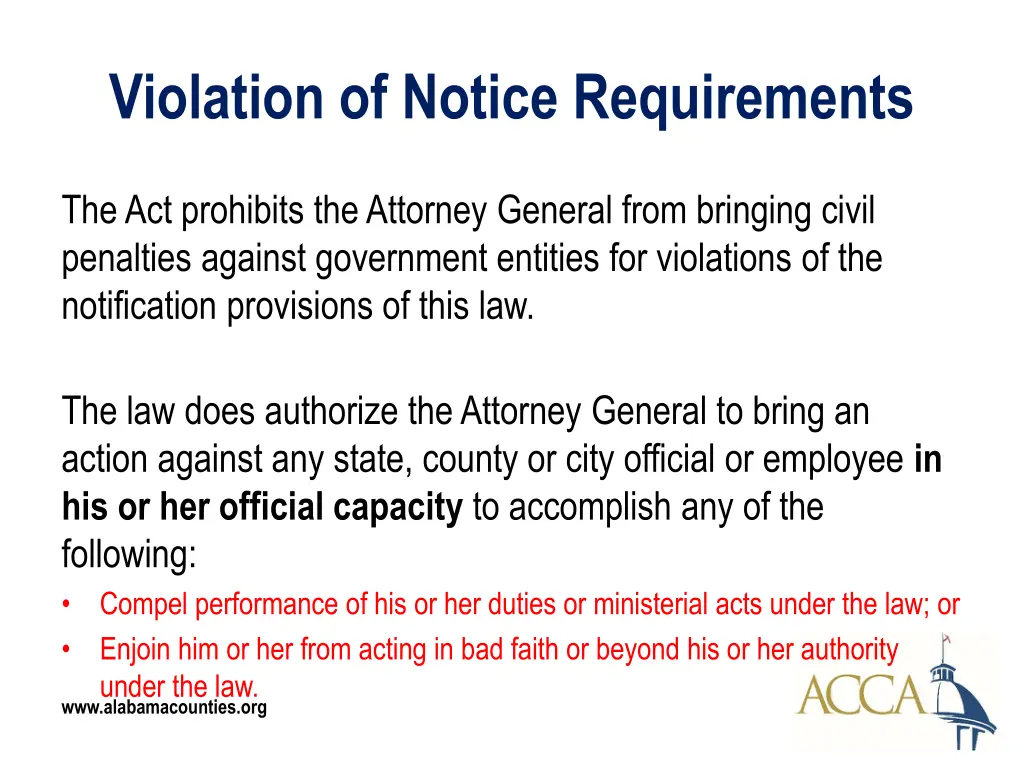 violation of notice requirements