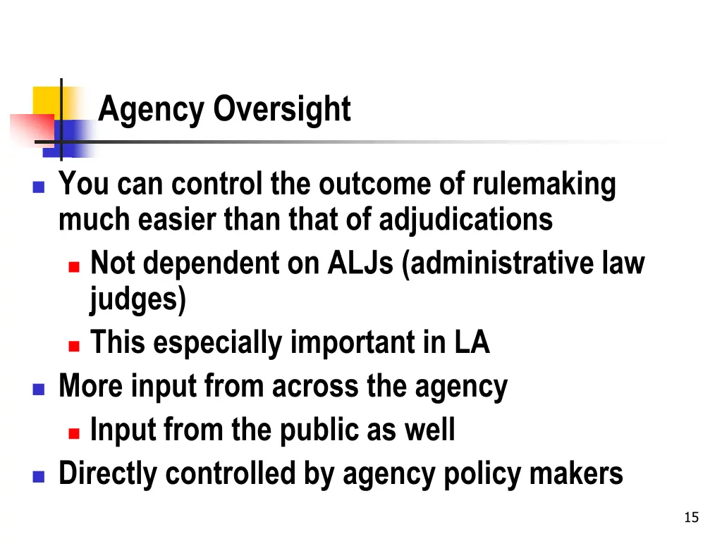 agency oversight