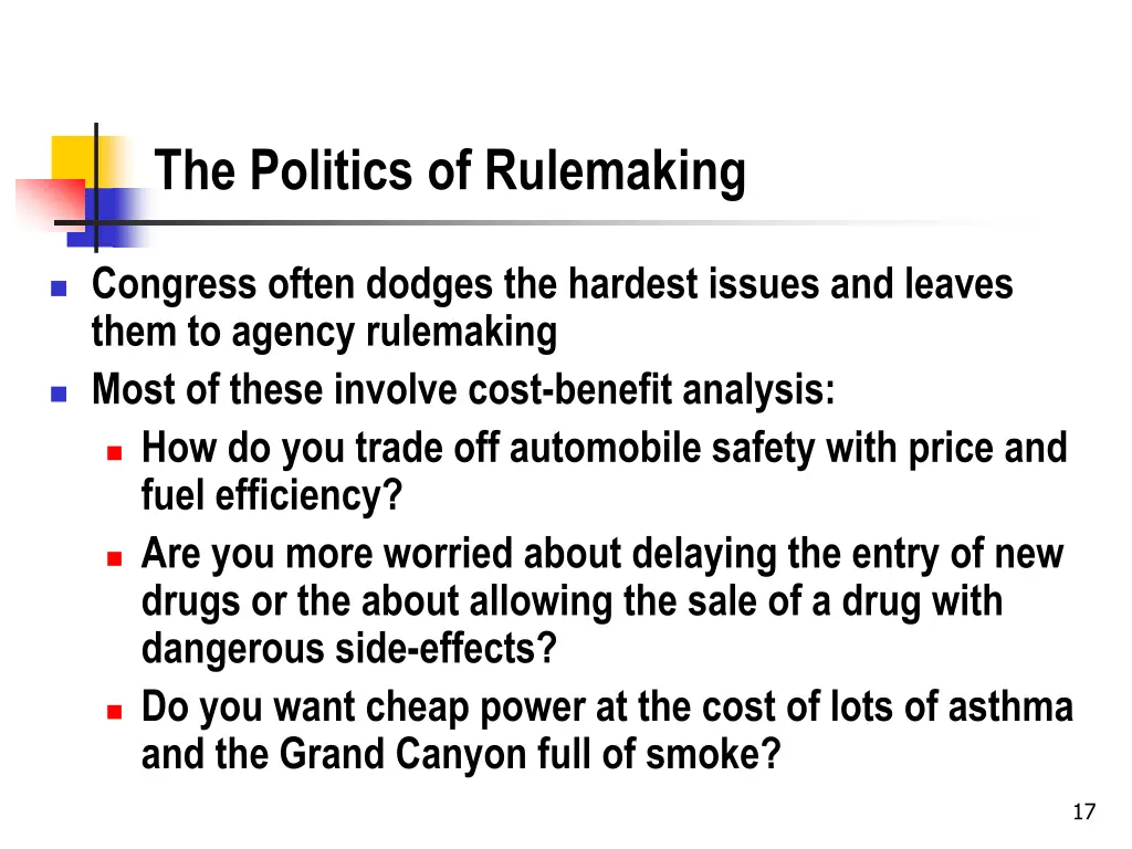 the politics of rulemaking