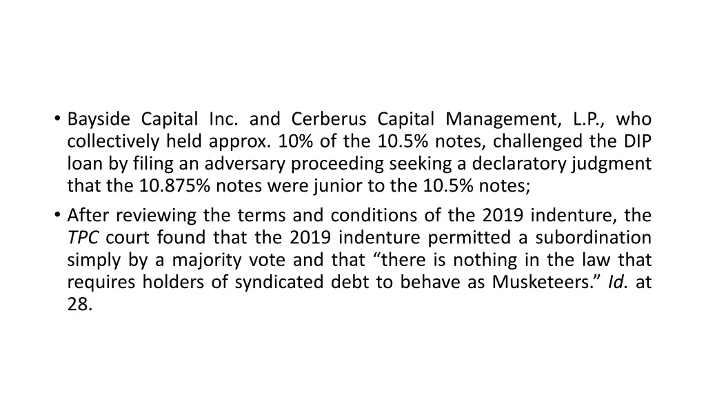 bayside capital inc and cerberus capital 1