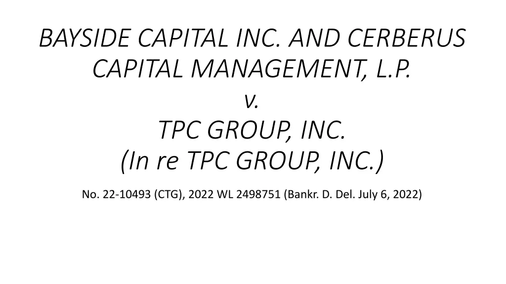 bayside capital inc and cerberus capital