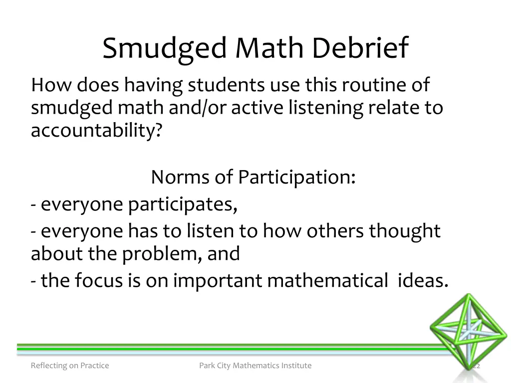 smudged math debrief how does having students