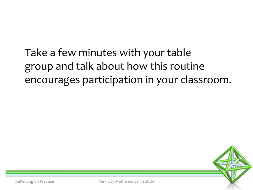 take a few minutes with your table group and talk 1