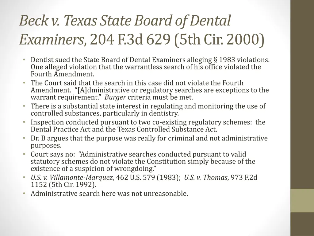 beck v texas state board of dental examiners