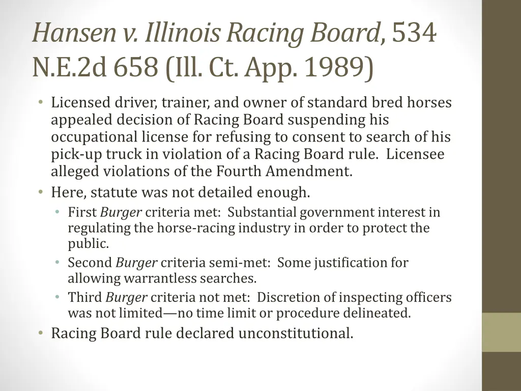 hansen v illinois racing board