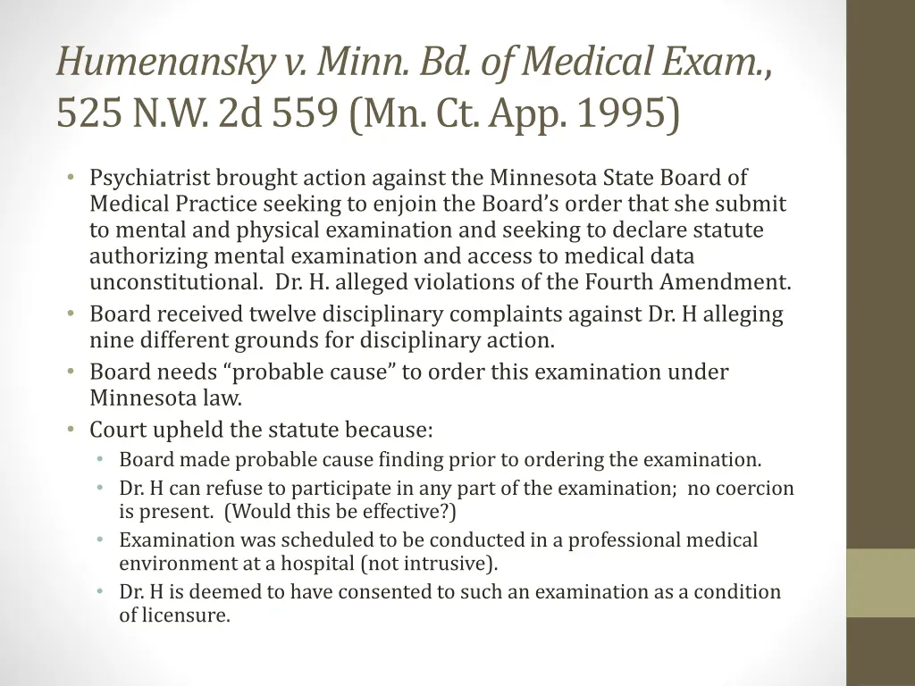 humenansky v minn bd of medical exam