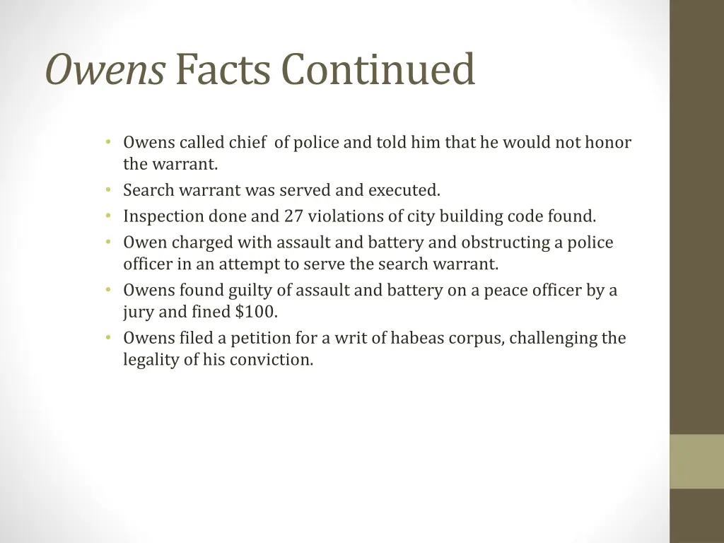 owens facts continued