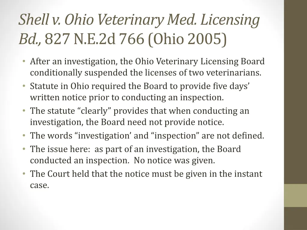 shell v ohio veterinary med licensing