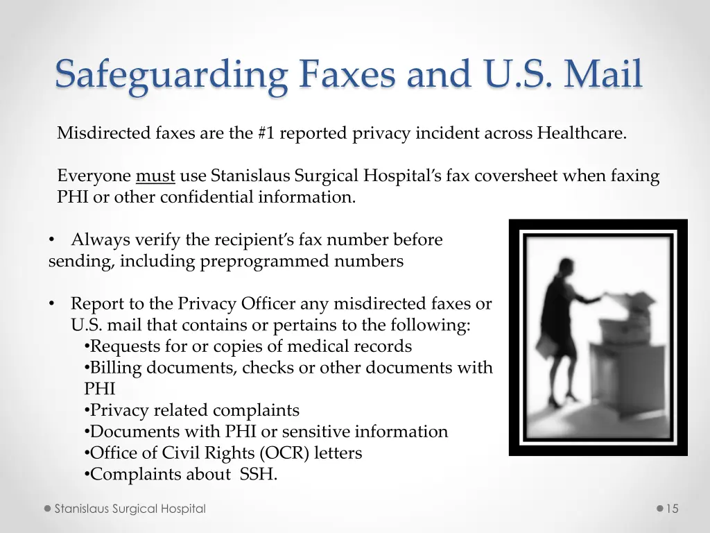 safeguarding faxes and u s mail