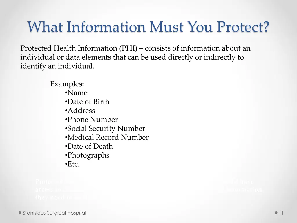 what information must you protect