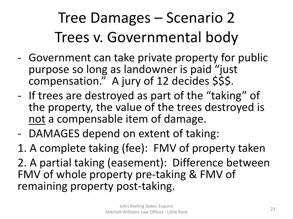 tree damages scenario 2 trees v governmental body