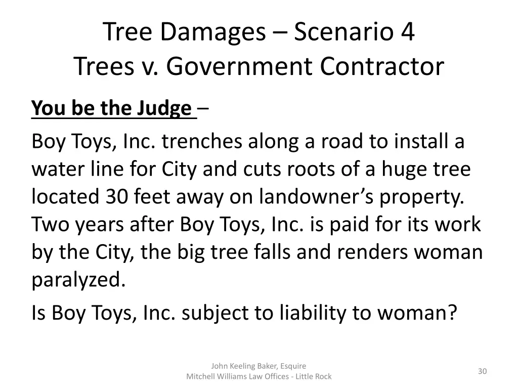 tree damages scenario 4 trees v government