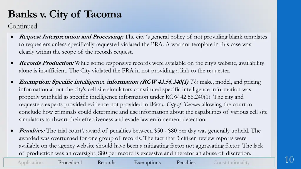 banks v city of tacoma continued request