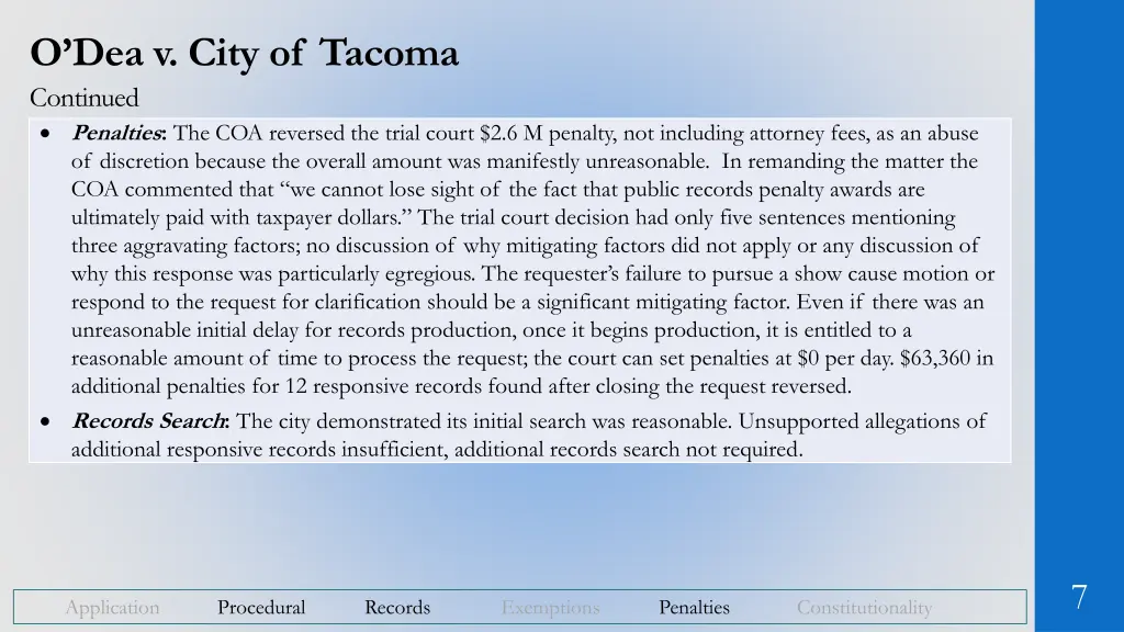 o dea v city of tacoma continued penalties