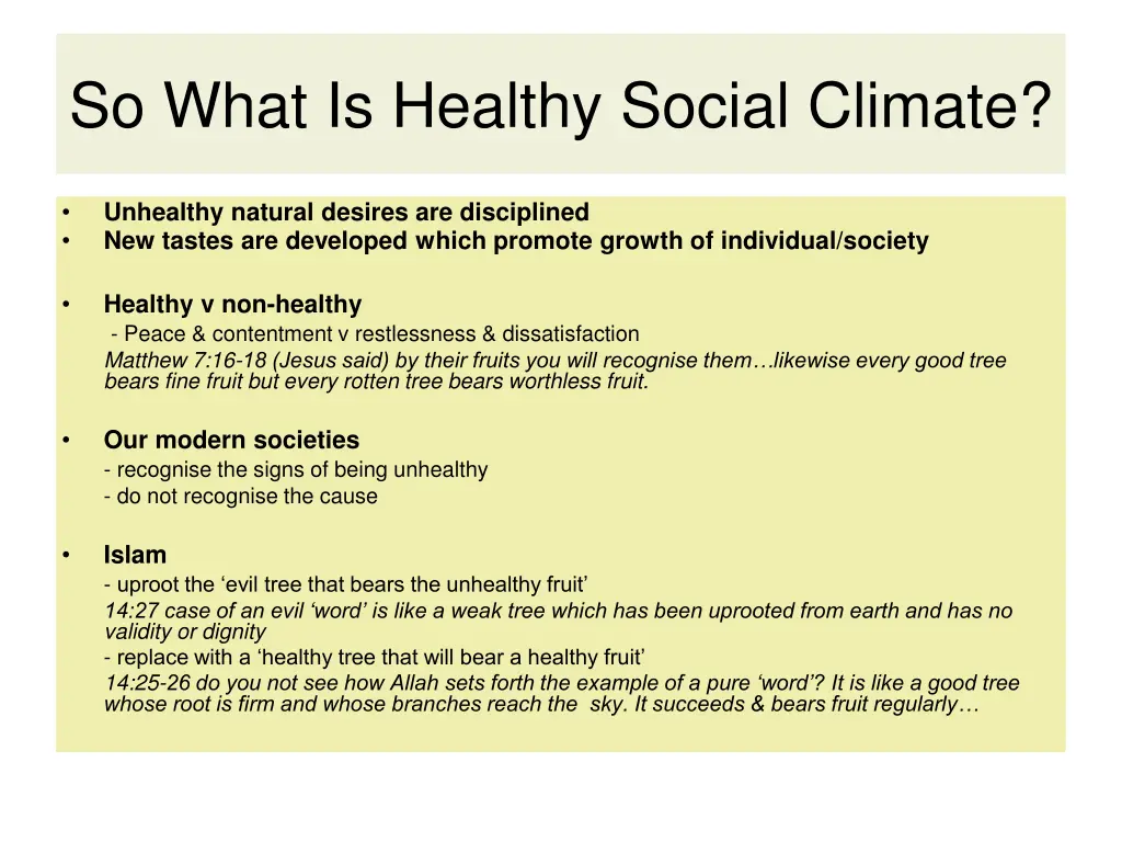 so what is healthy social climate