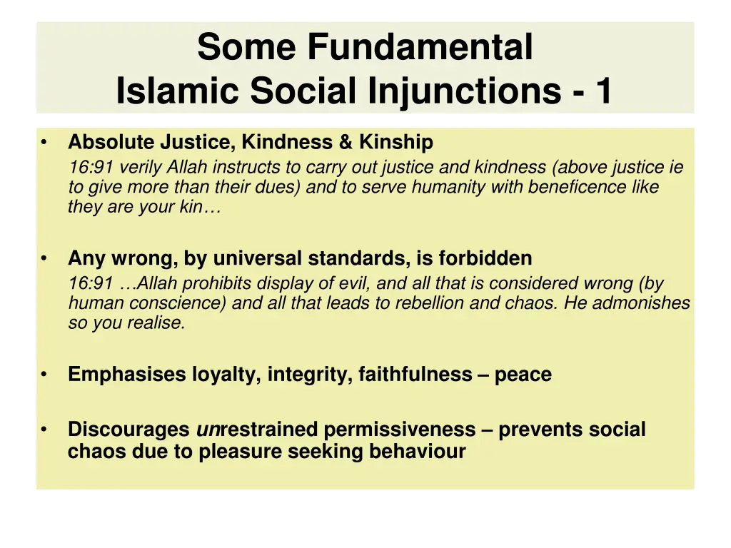 some fundamental islamic social injunctions 1