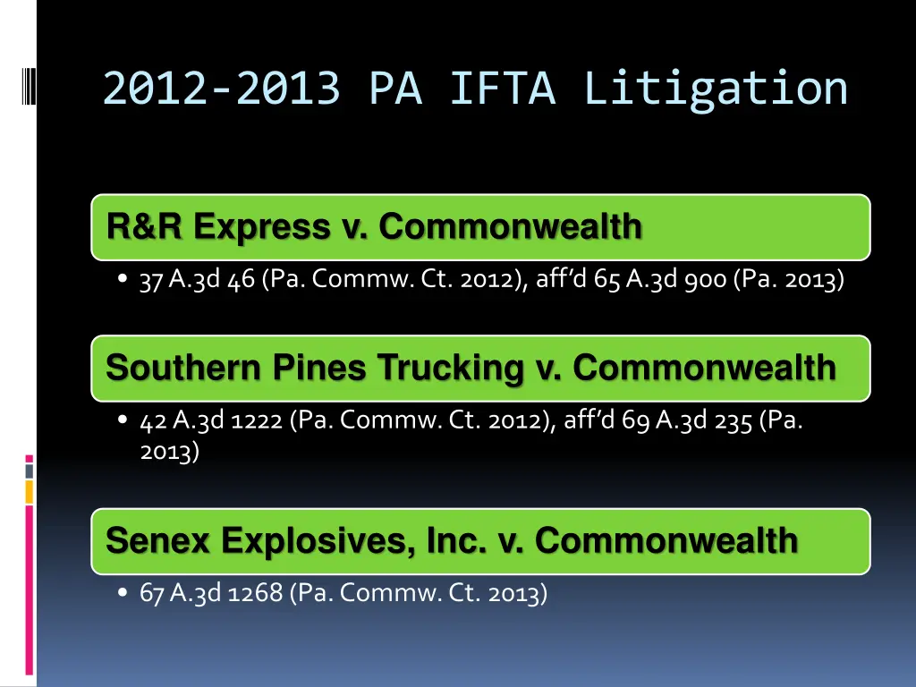 2012 2013 pa ifta litigation