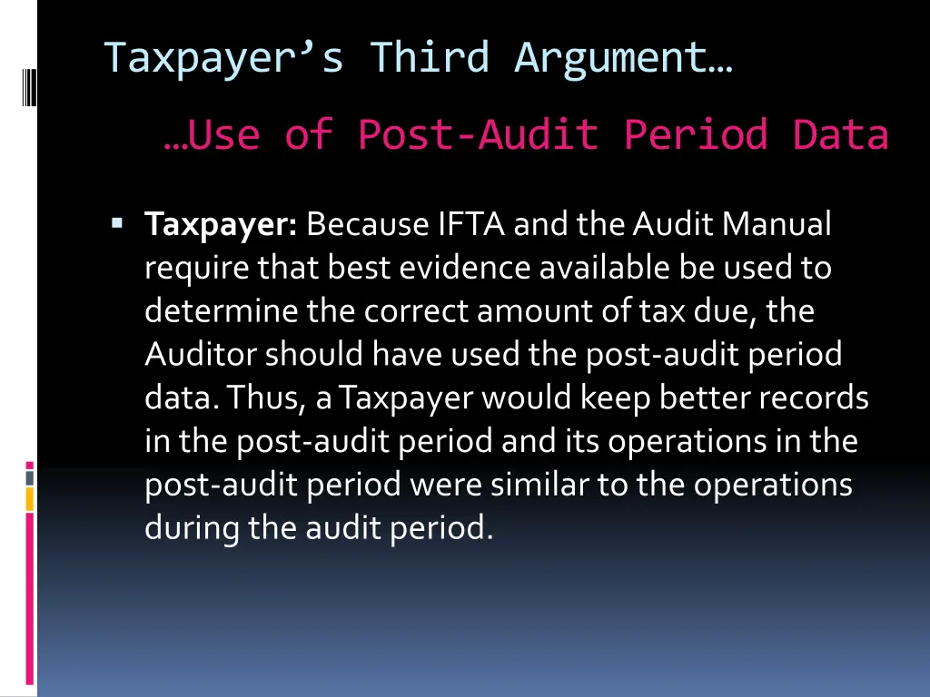 taxpayer s third argument