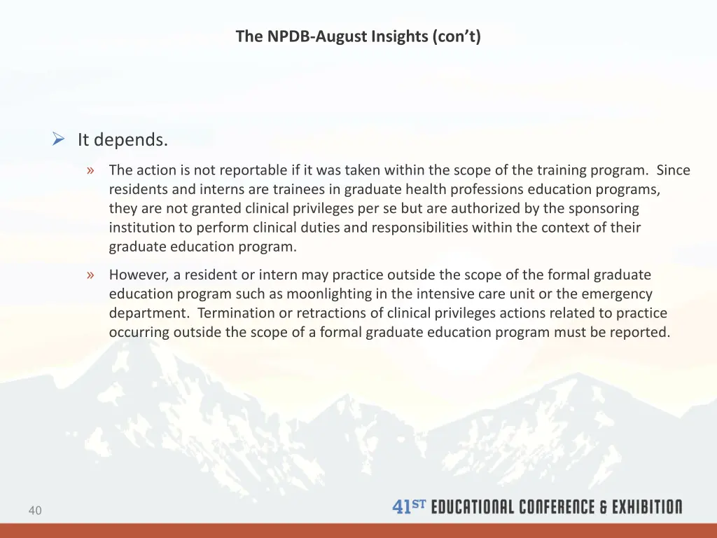 the npdb august insights con t