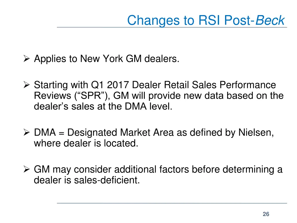 changes to rsi post beck