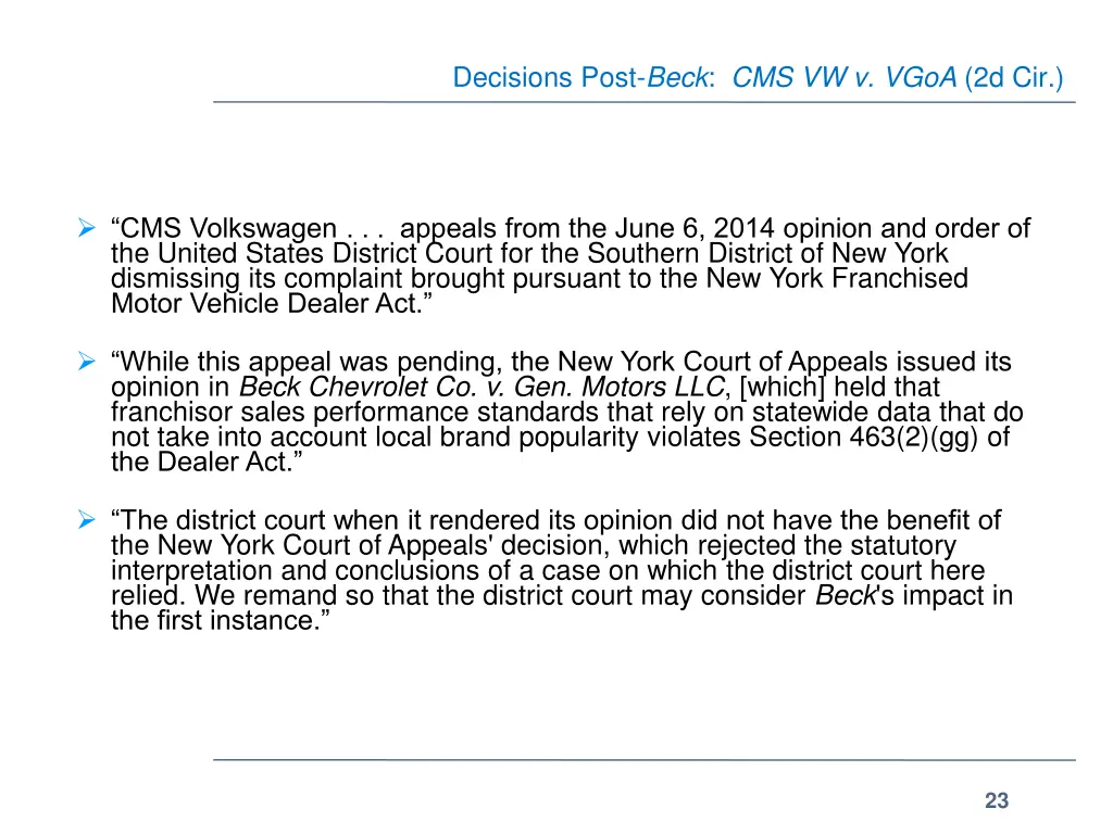 decisions post beck cms vw v vgoa 2d cir