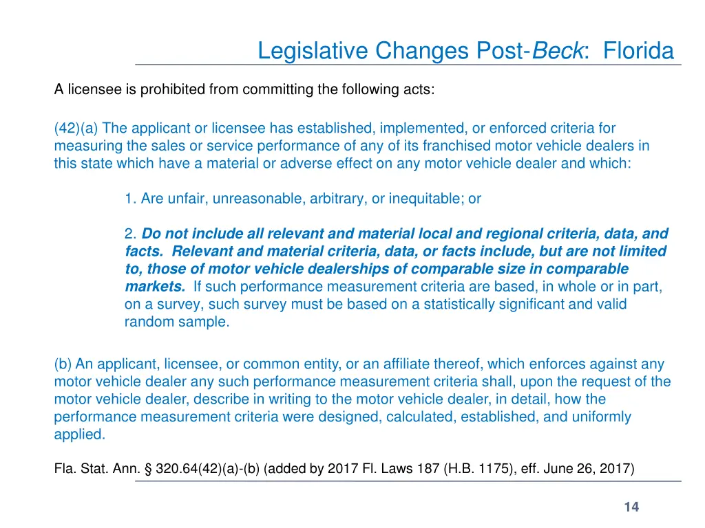 legislative changes post beck florida