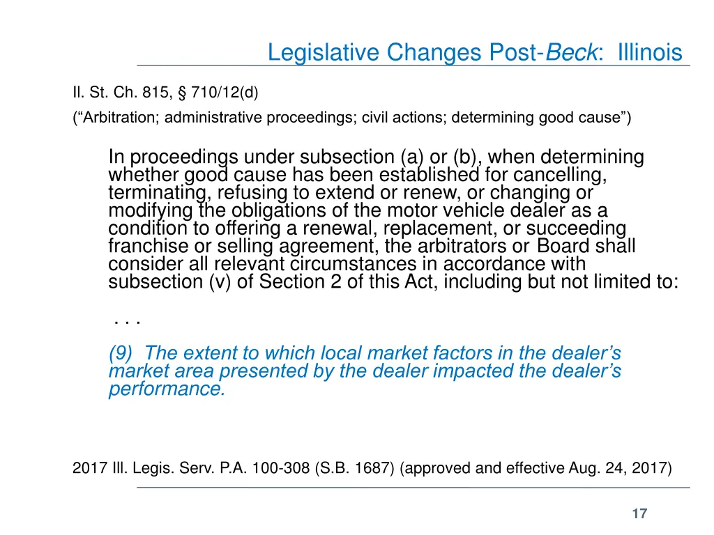 legislative changes post beck illinois