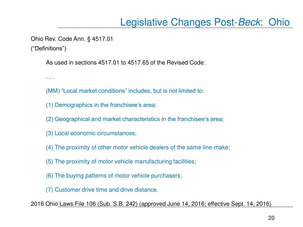 legislative changes post beck ohio 1