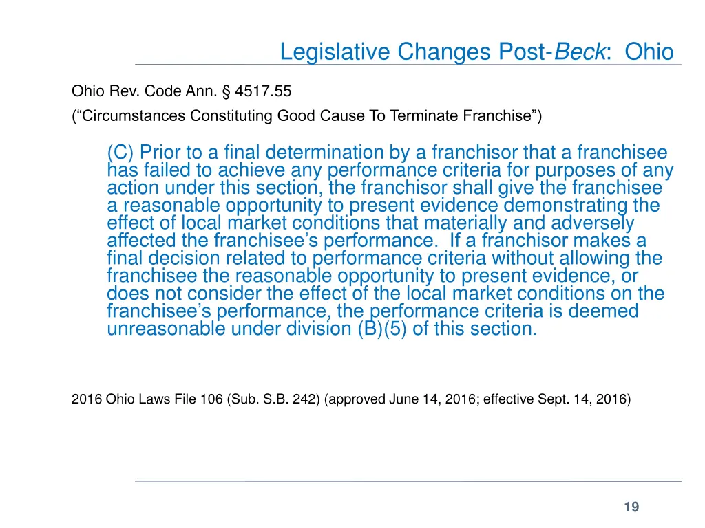 legislative changes post beck ohio